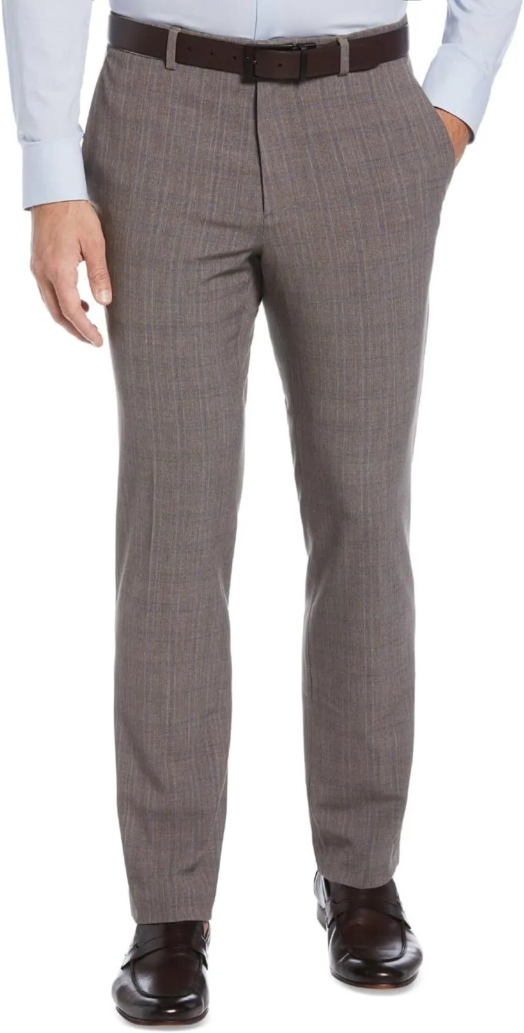 Perry Ellis Mens Slim Fit Stretch Dress Pants Gray 34/32