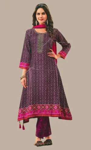 Plum Embroidered Punjabi