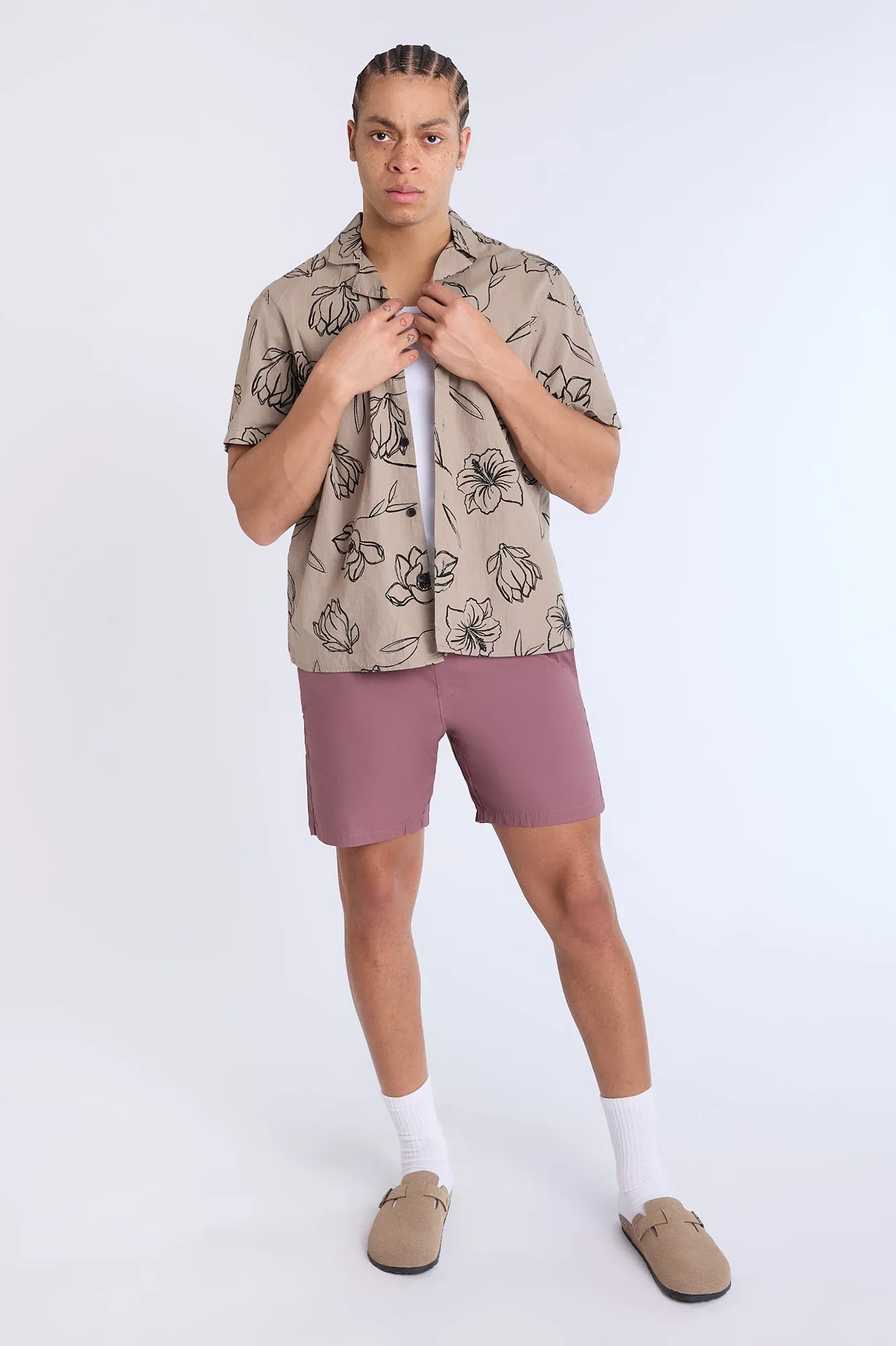 Poplin Floral Print Short Sleeves Shirt