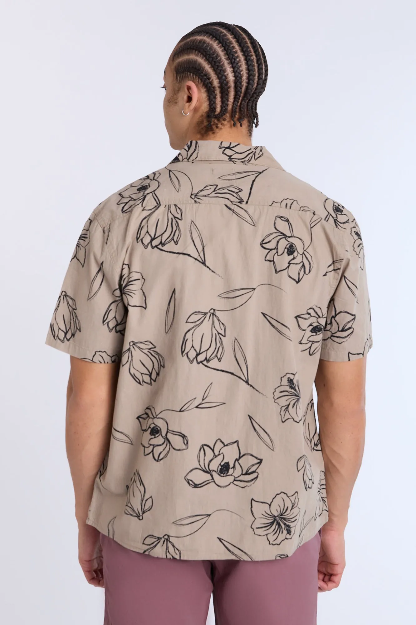 Poplin Floral Print Short Sleeves Shirt