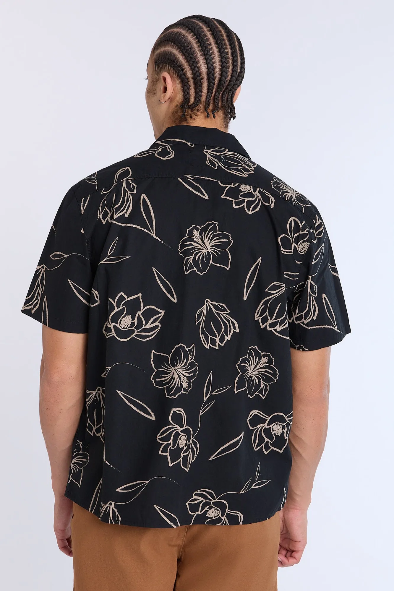 Poplin Floral Print Short Sleeves Shirt