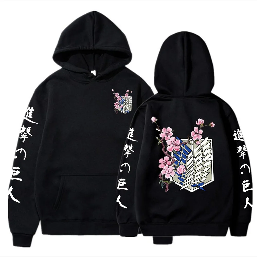 Printed Cherry Blossom Scout Regiment Hoodie Attack on Titan (Colors Available)