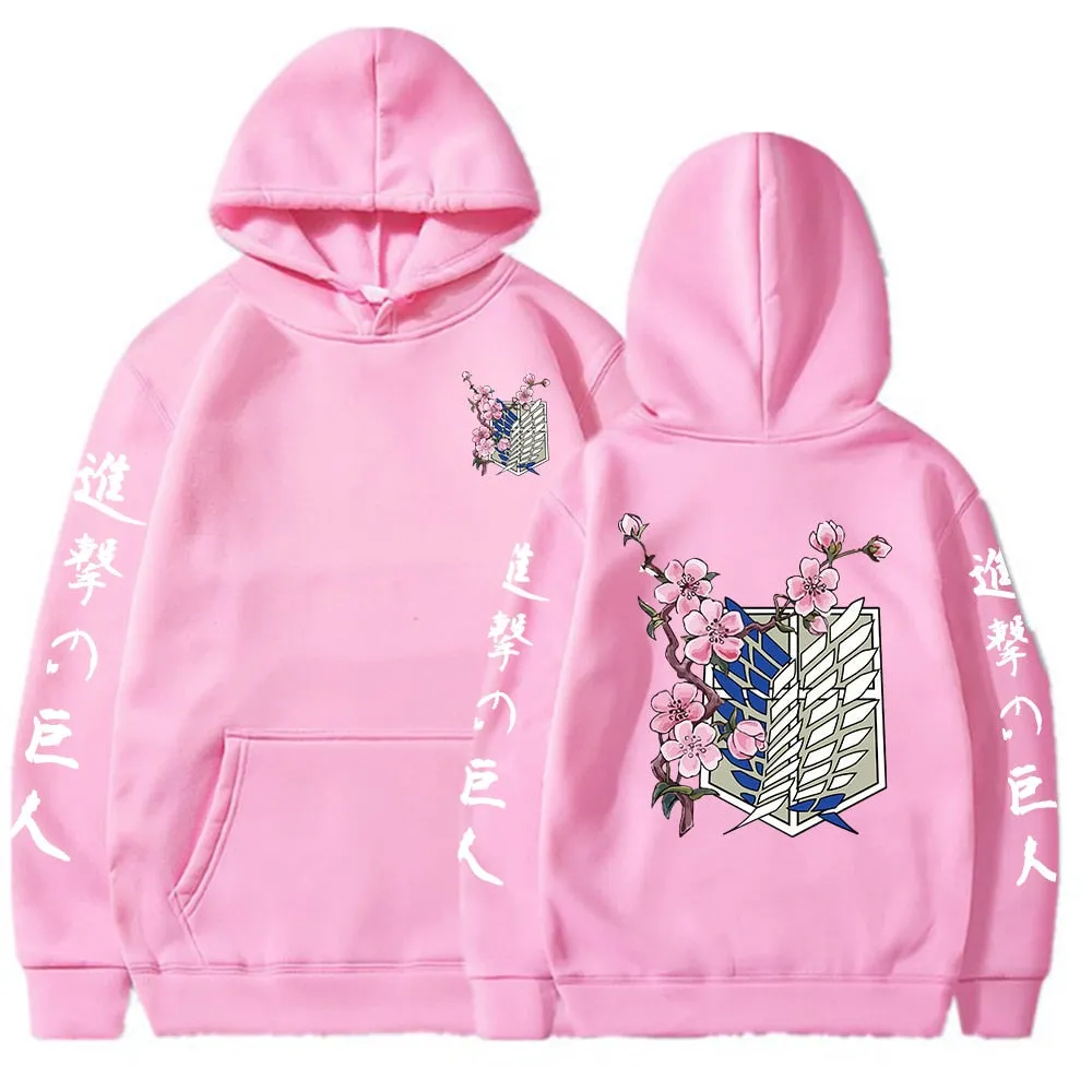 Printed Cherry Blossom Scout Regiment Hoodie Attack on Titan (Colors Available)