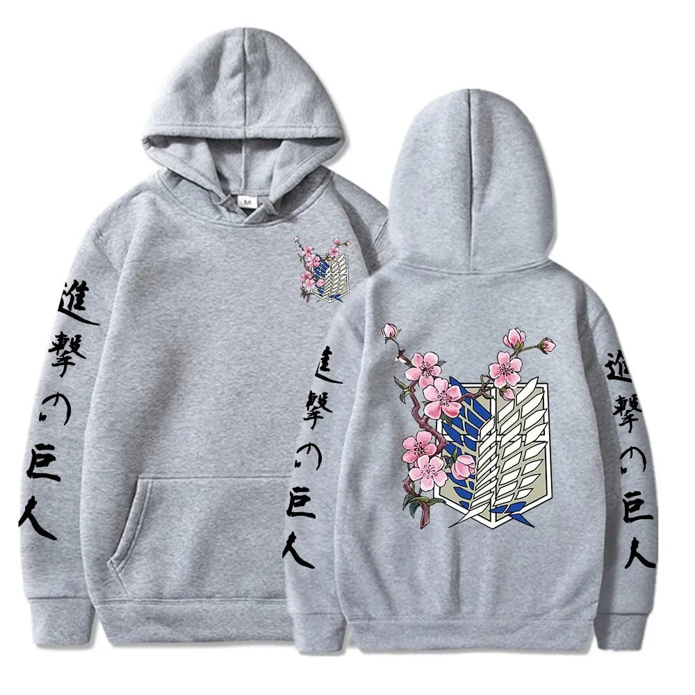 Printed Cherry Blossom Scout Regiment Hoodie Attack on Titan (Colors Available)