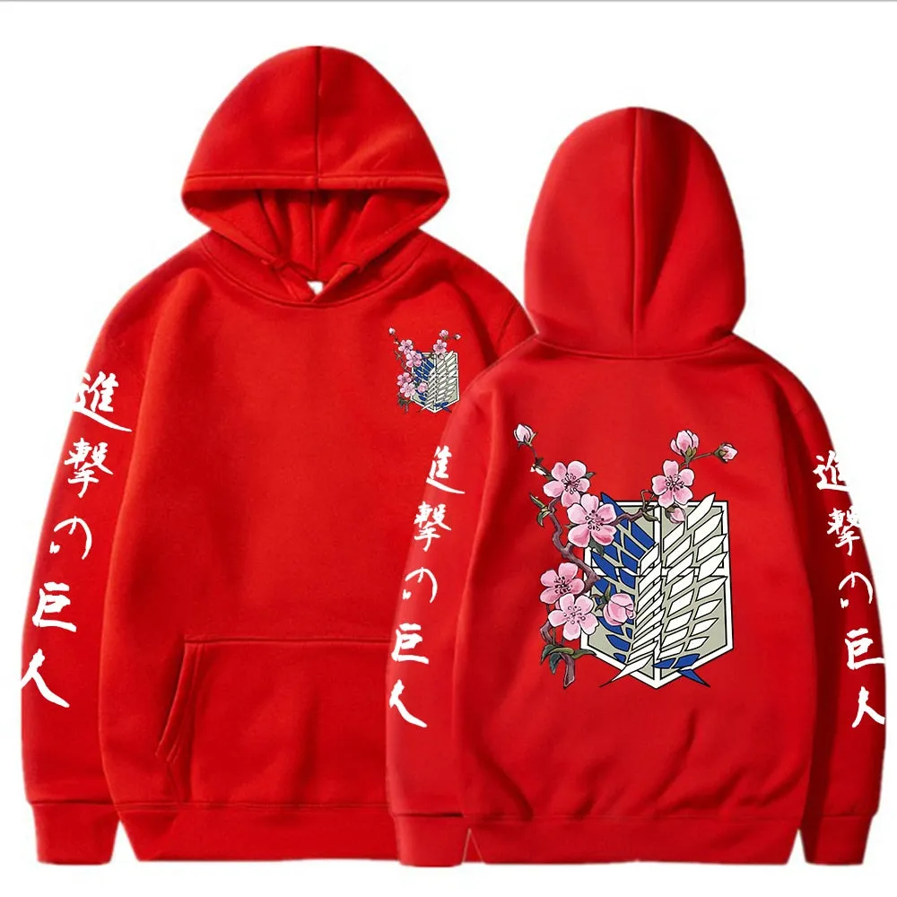 Printed Cherry Blossom Scout Regiment Hoodie Attack on Titan (Colors Available)