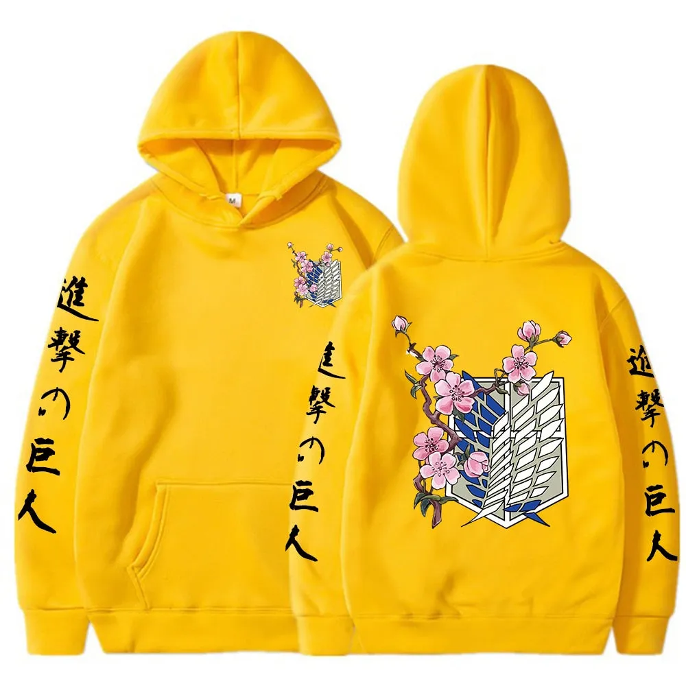 Printed Cherry Blossom Scout Regiment Hoodie Attack on Titan (Colors Available)