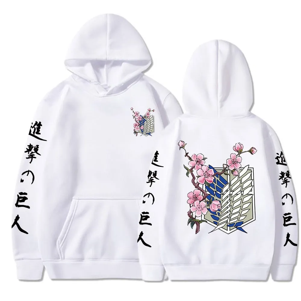 Printed Cherry Blossom Scout Regiment Hoodie Attack on Titan (Colors Available)