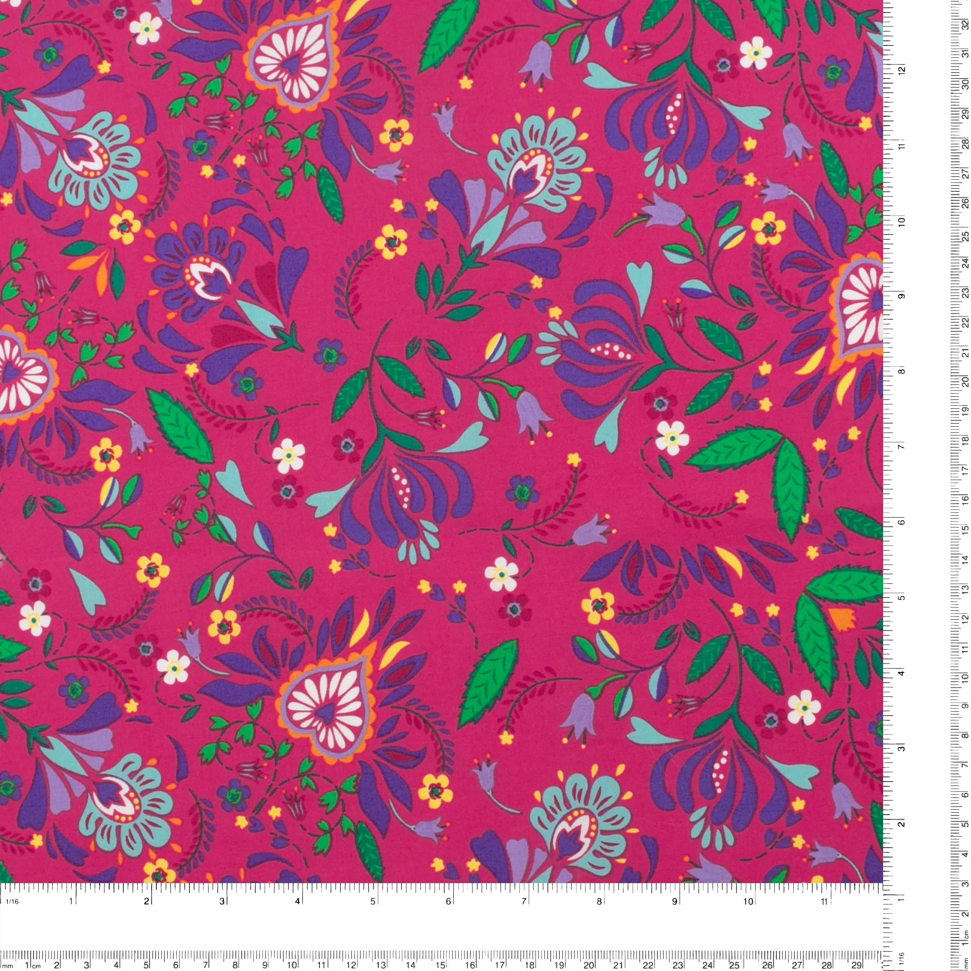 Printed Poplin - CRAYON - 001 - Fuschia