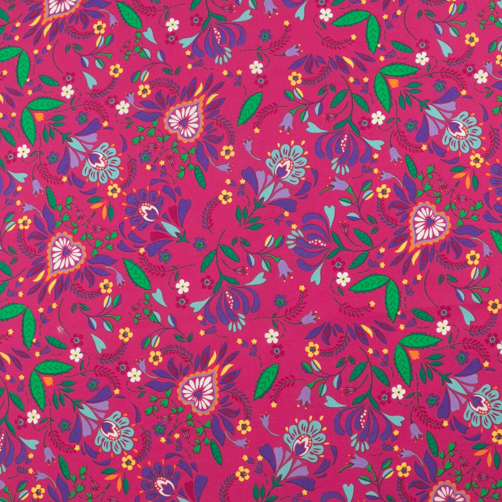 Printed Poplin - CRAYON - 001 - Fuschia