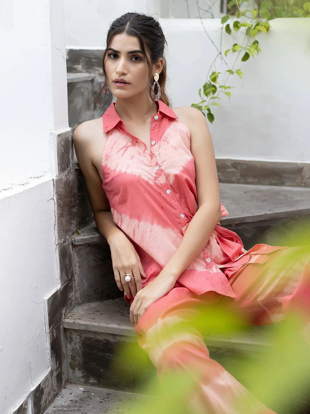 RAGAVI Peach Tie-Dye Co-Ord Set