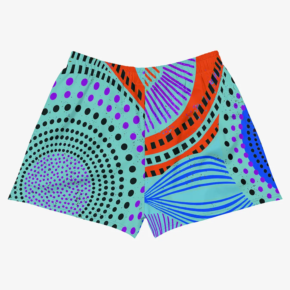 Recycled Breathy Shorts "Ethno Pop" Turquoise/Red