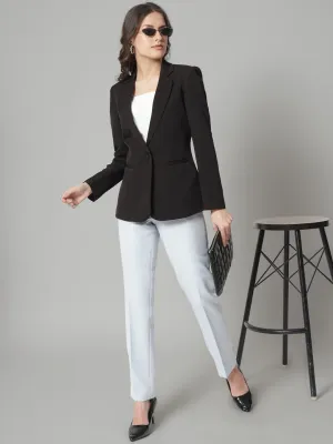 Regular Fit Stretch Notch collar blazer-Black