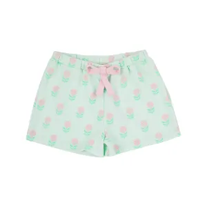 Shipley Shorts - Flowers for Friends (Seafoam) with Palm Beach Pink