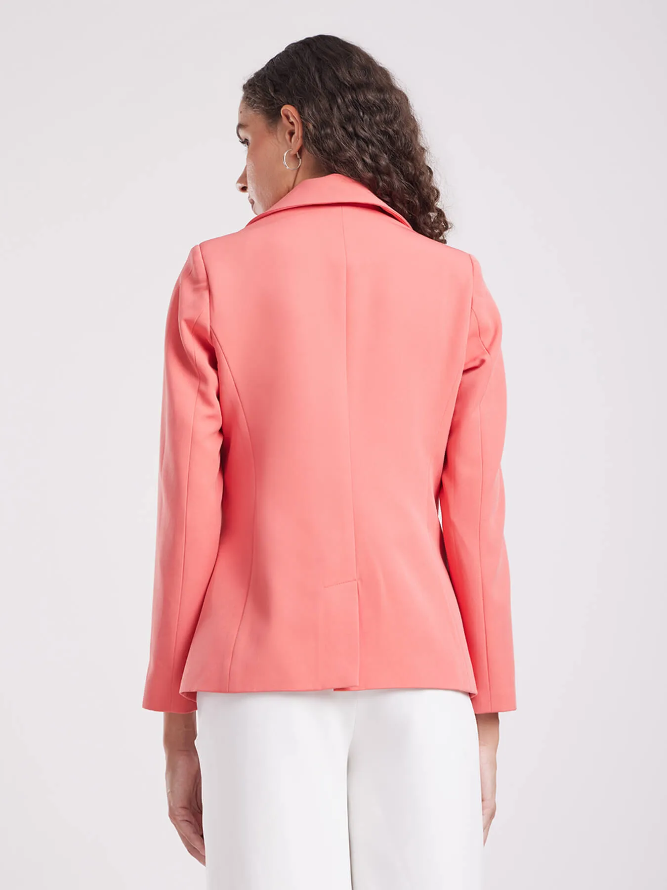 Single Breasted Blazer - Peach