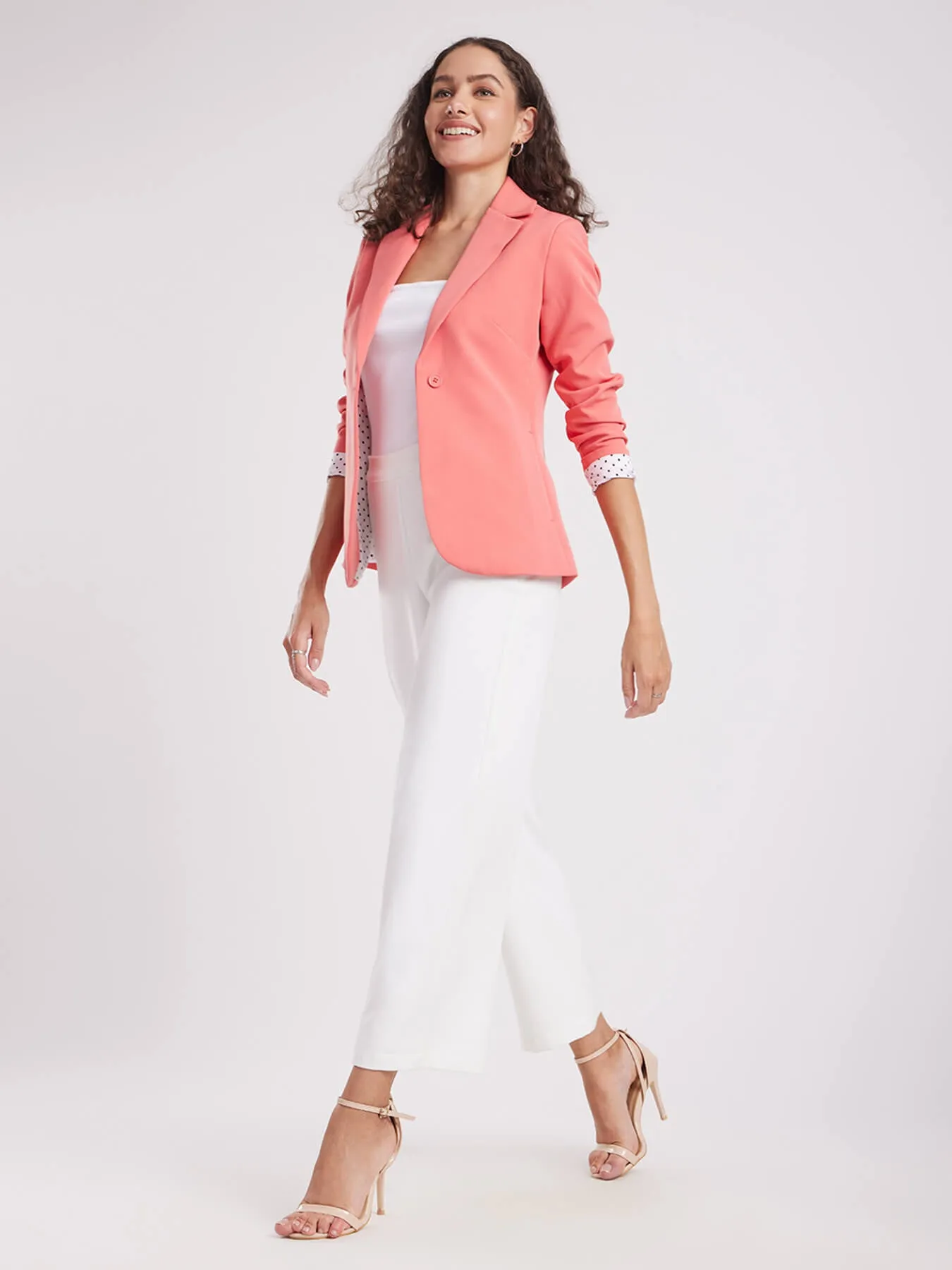 Single Breasted Blazer - Peach