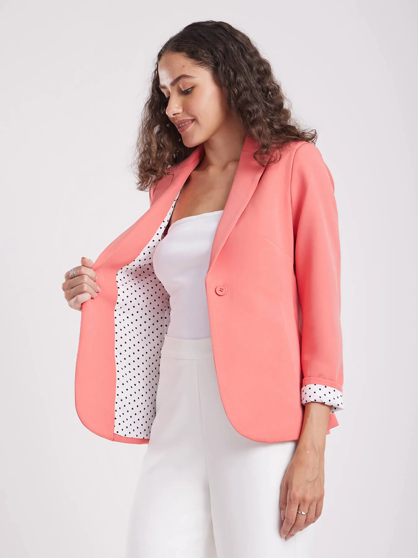 Single Breasted Blazer - Peach