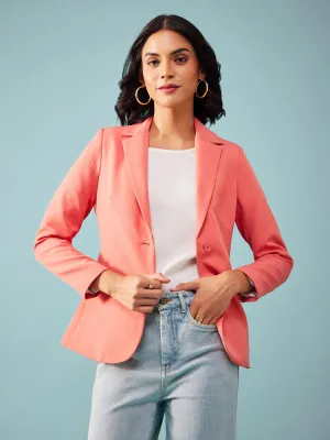 Single Breasted Blazer - Peach