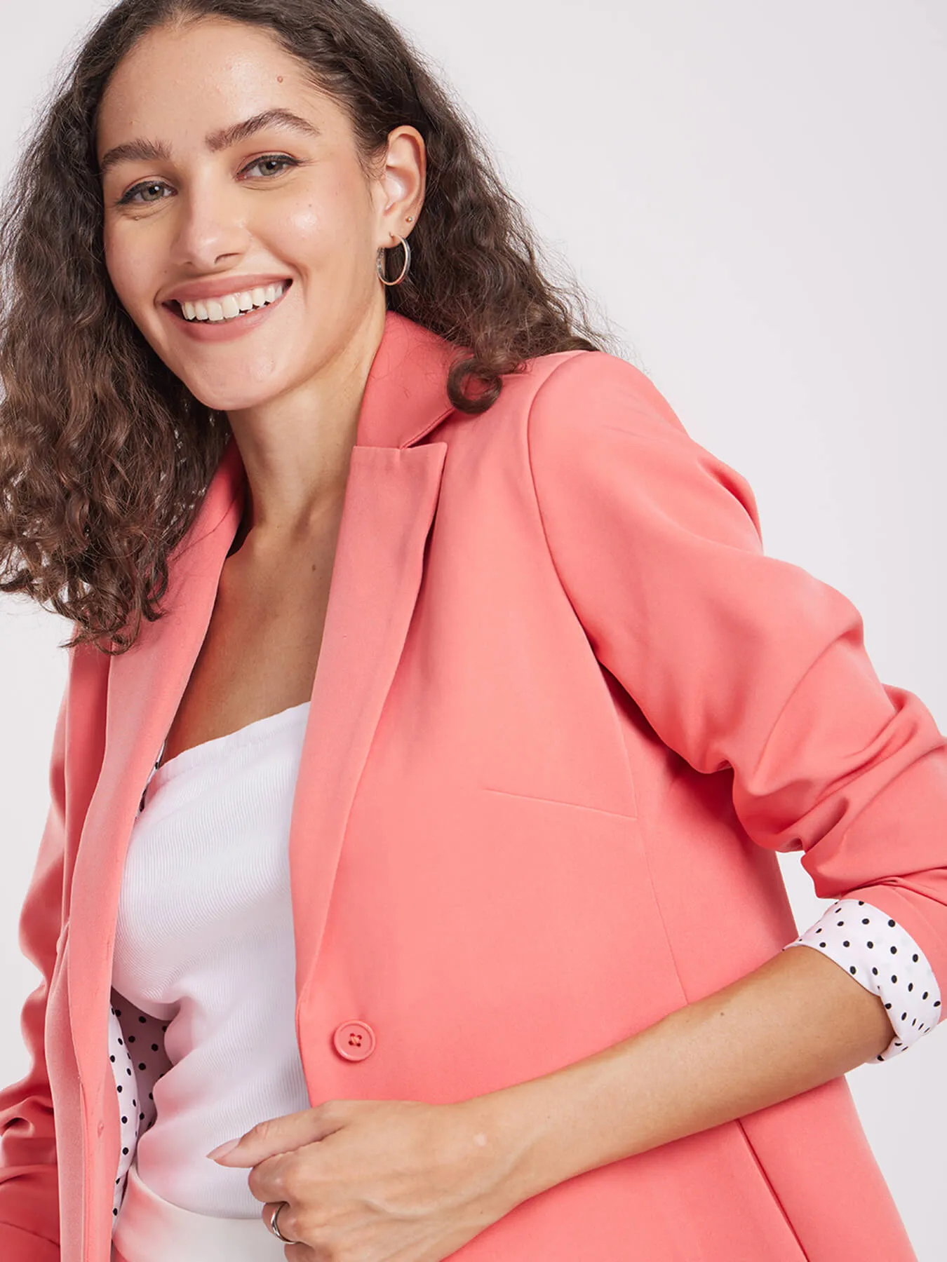 Single Breasted Blazer - Peach