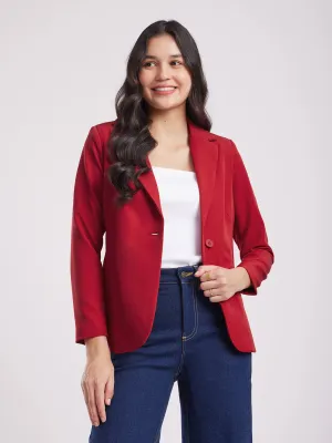 Single Breasted Blazer - Red