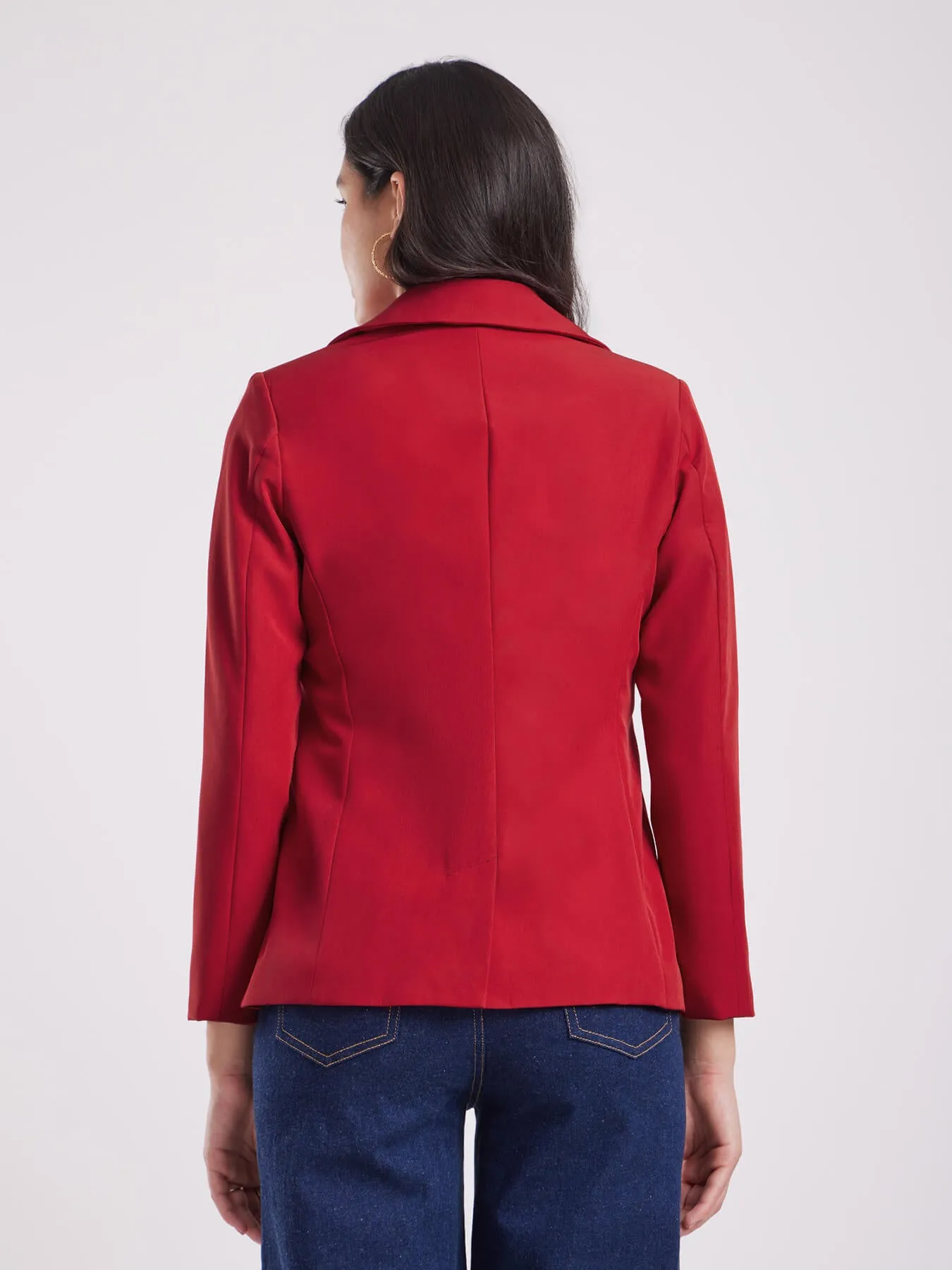 Single Breasted Blazer - Red