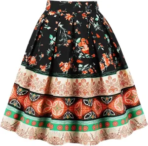 Skirts for Women Floral Graphic Midi Knee Length Loose Fit Ruched Skort Women 2025 Fashion