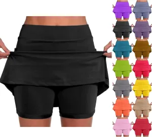 Skorts for Women with Pockets Casual Summer High Waist Tummy Control Women's Yoga Shorts Athletic Tennis Mini Skirts