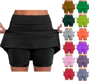 Skorts for Women with Pockets High Waist Tummy Control Women's Yoga Shorts Dressy Casual Athletic Tennis Mini Skirts