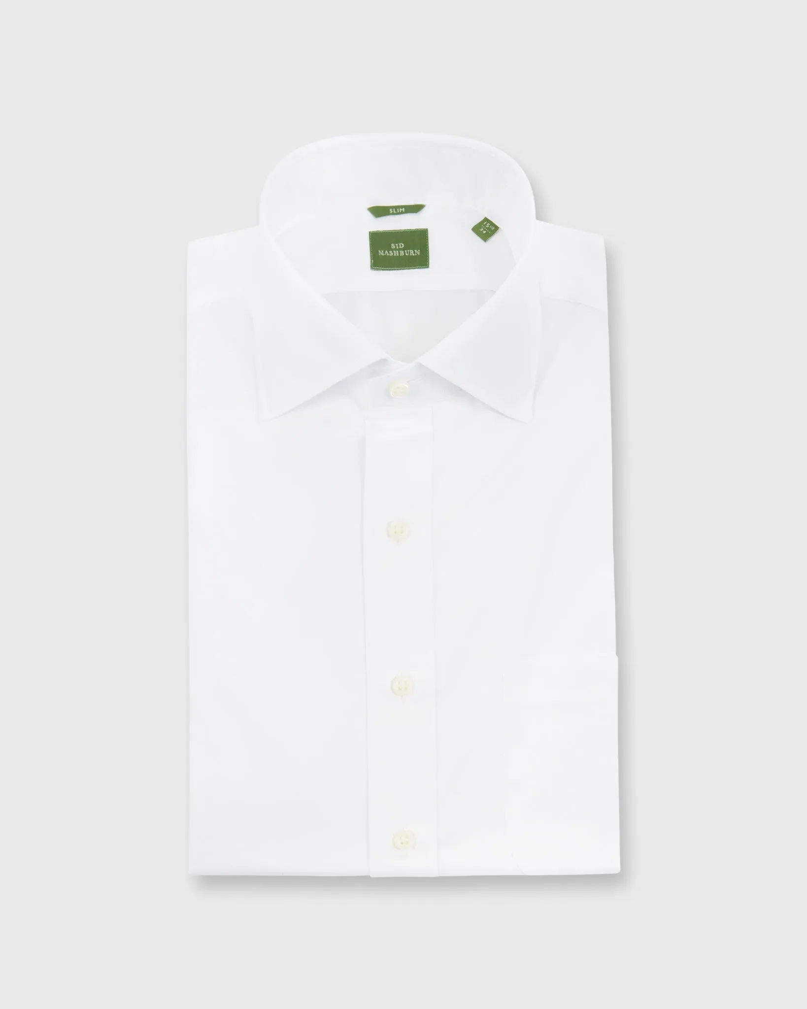 Slim-Fit Spread Collar Dress Shirt in White Poplin
