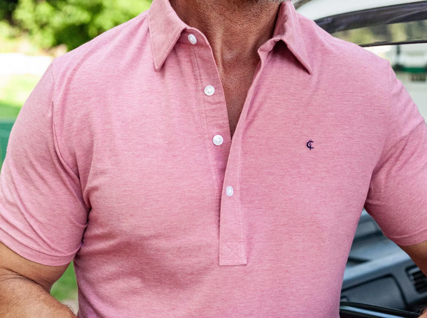 Slim Fit Top-Shelf Range Polo - Rose Microstripe