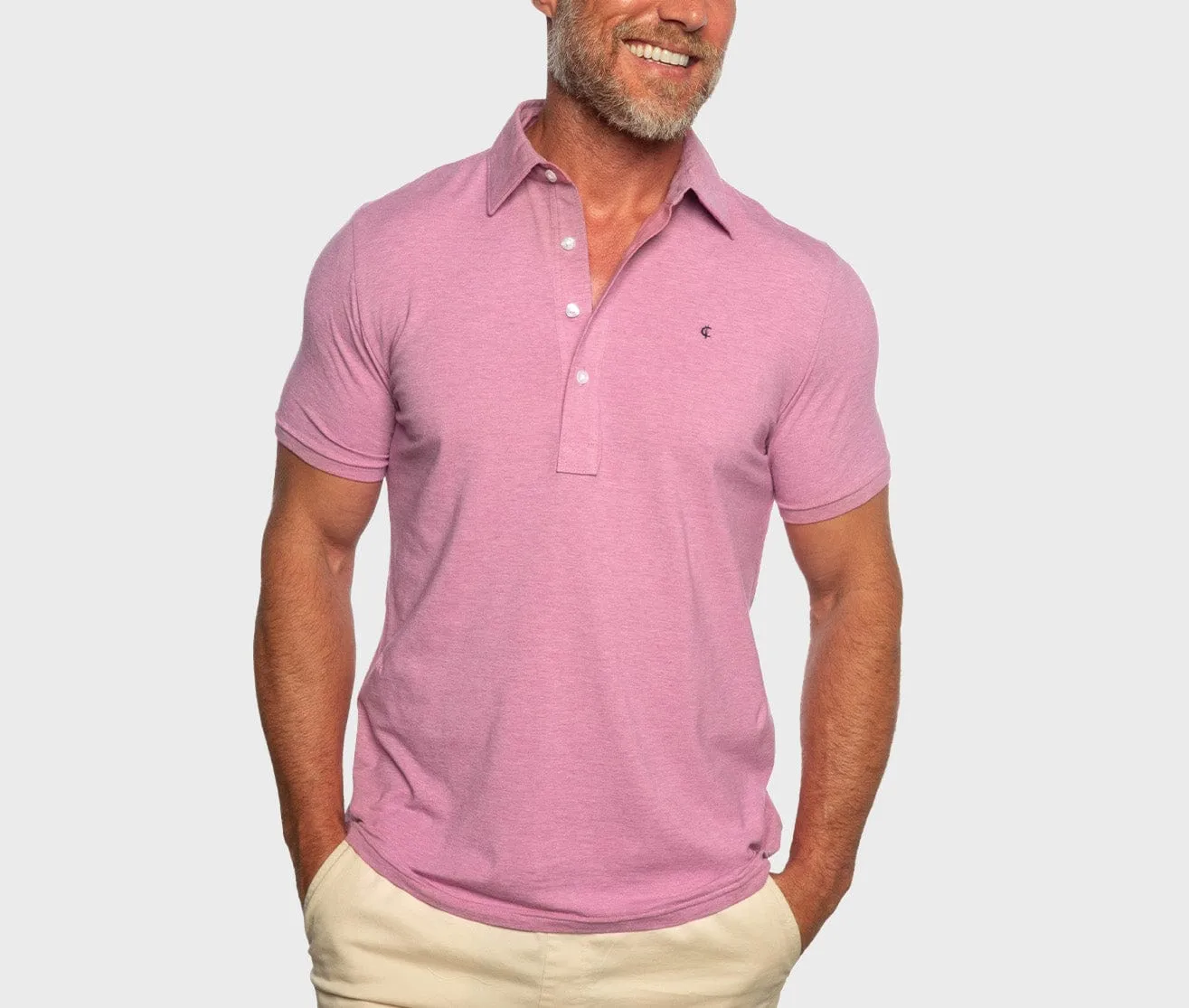 Slim Fit Top-Shelf Range Polo - Rose Microstripe