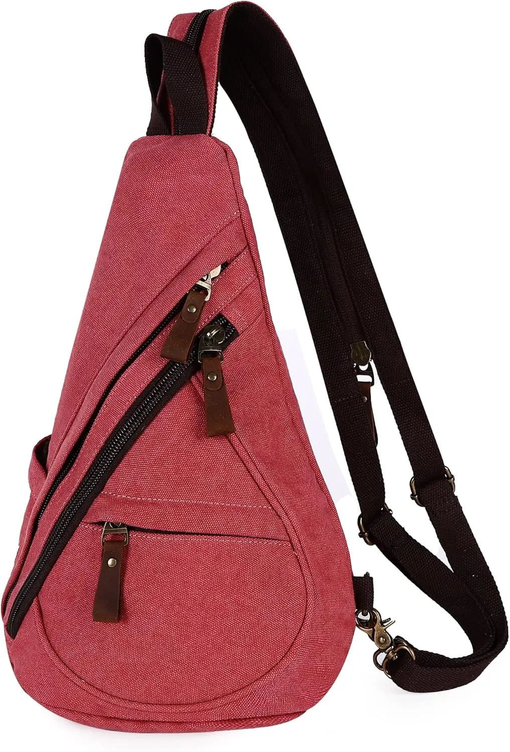 Sling Bag for Women Men Crossbody Backpack Canvas Convertible Chest Bags Outdoor Travel Hiking Cycling Shoulder Daypack,Red