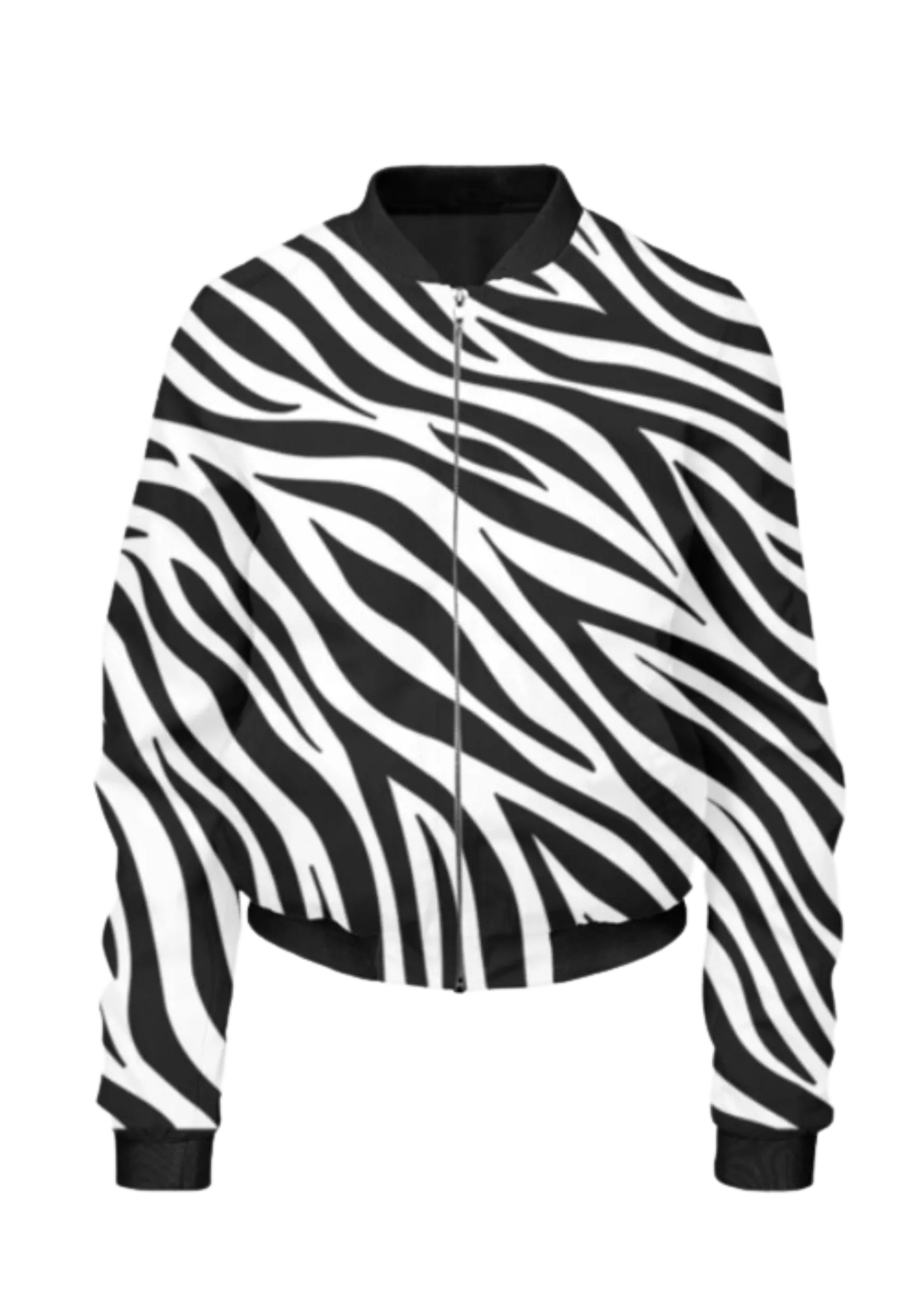 Smart Zebra Print Bomber Jacket With Leggings Black Co Ord Set