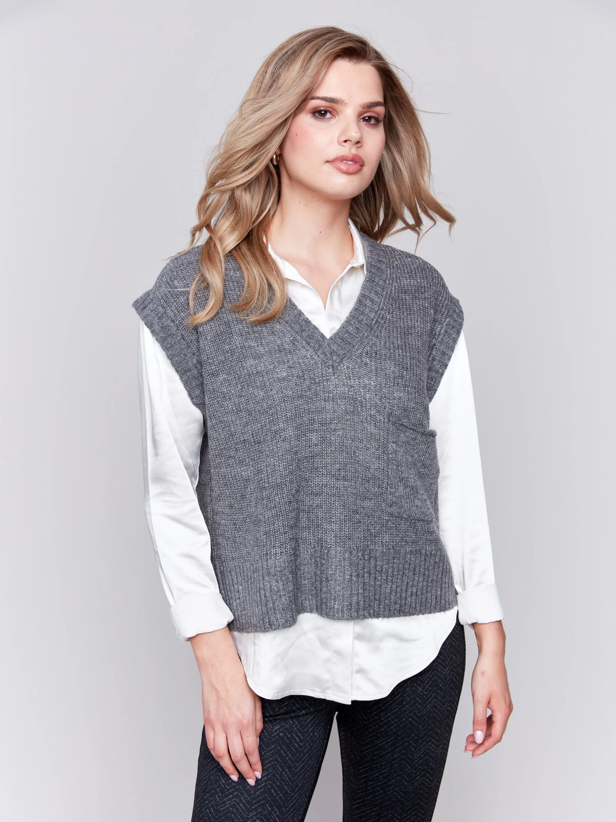 Soft Touch Sweater Vest - Grey - H-Grey