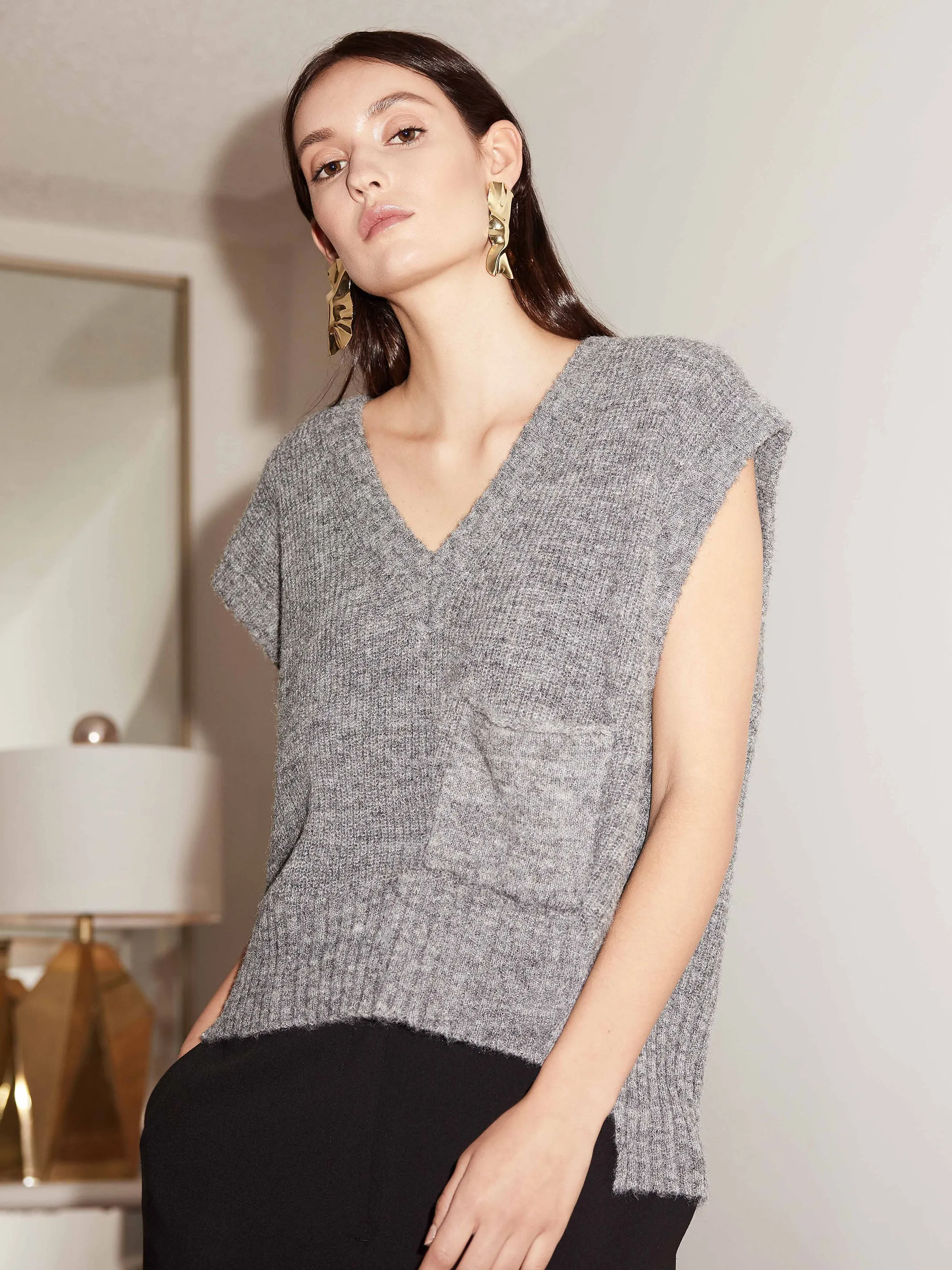 Soft Touch Sweater Vest - Grey - H-Grey