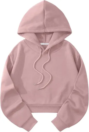 SOLY HUX Women's Cropped Hoodie Drawstring Long Sleeve Drop Shoulder Casual Sweatshirt
