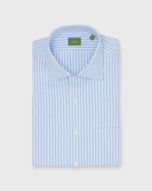 Spread Collar Dress Shirt in Sky/Blue Multi Stripe Poplin