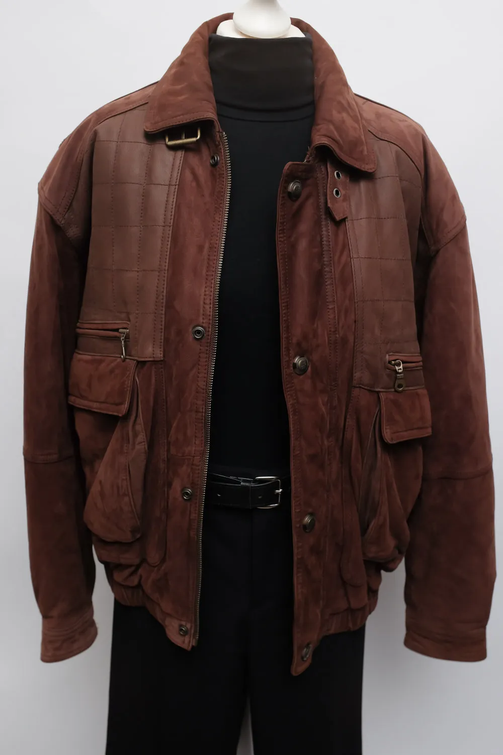 SUEDE LEATHER BROWN VINTAGE BOMBER JACKET