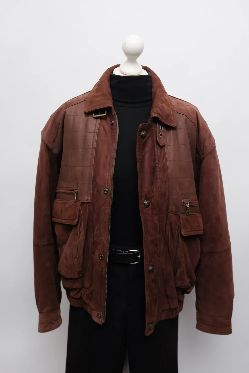SUEDE LEATHER BROWN VINTAGE BOMBER JACKET