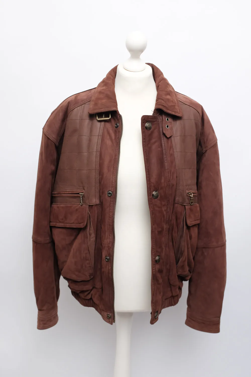 SUEDE LEATHER BROWN VINTAGE BOMBER JACKET