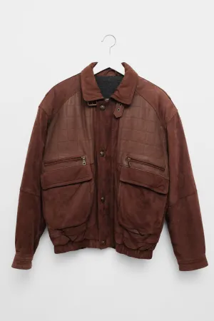 SUEDE LEATHER BROWN VINTAGE BOMBER JACKET