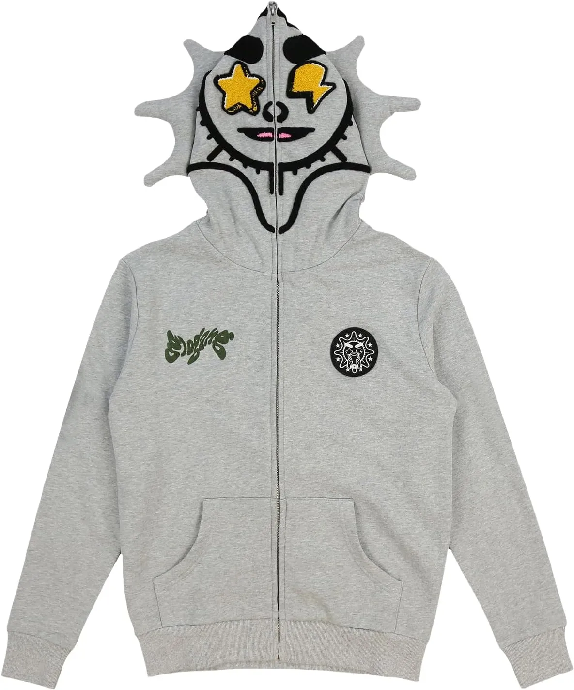 Sunwittafy Y2k Hoodie Men Women Letter Print Zip Up Hoodie Oversized Funny Sweatshirt Grunge Harajuku Jacket Streetwear