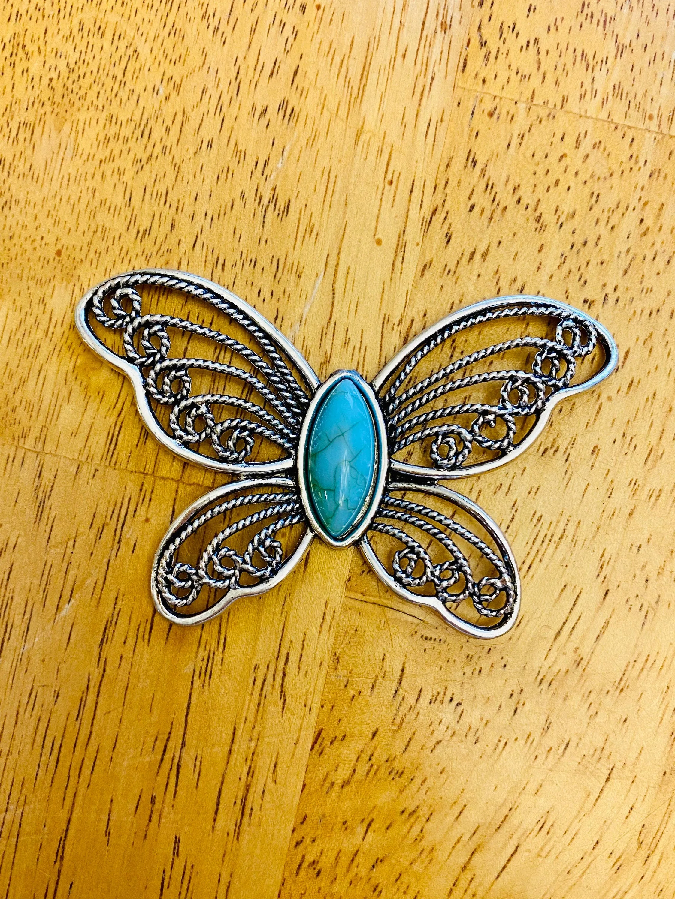 Sweater Clips Silver Turquoise Butterfly Sweater Clip Cardigan Clasp Gift Gifts for Her by Fabulici