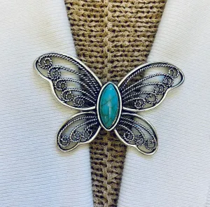 Sweater Clips Silver Turquoise Butterfly Sweater Clip Cardigan Clasp Gift Gifts for Her by Fabulici