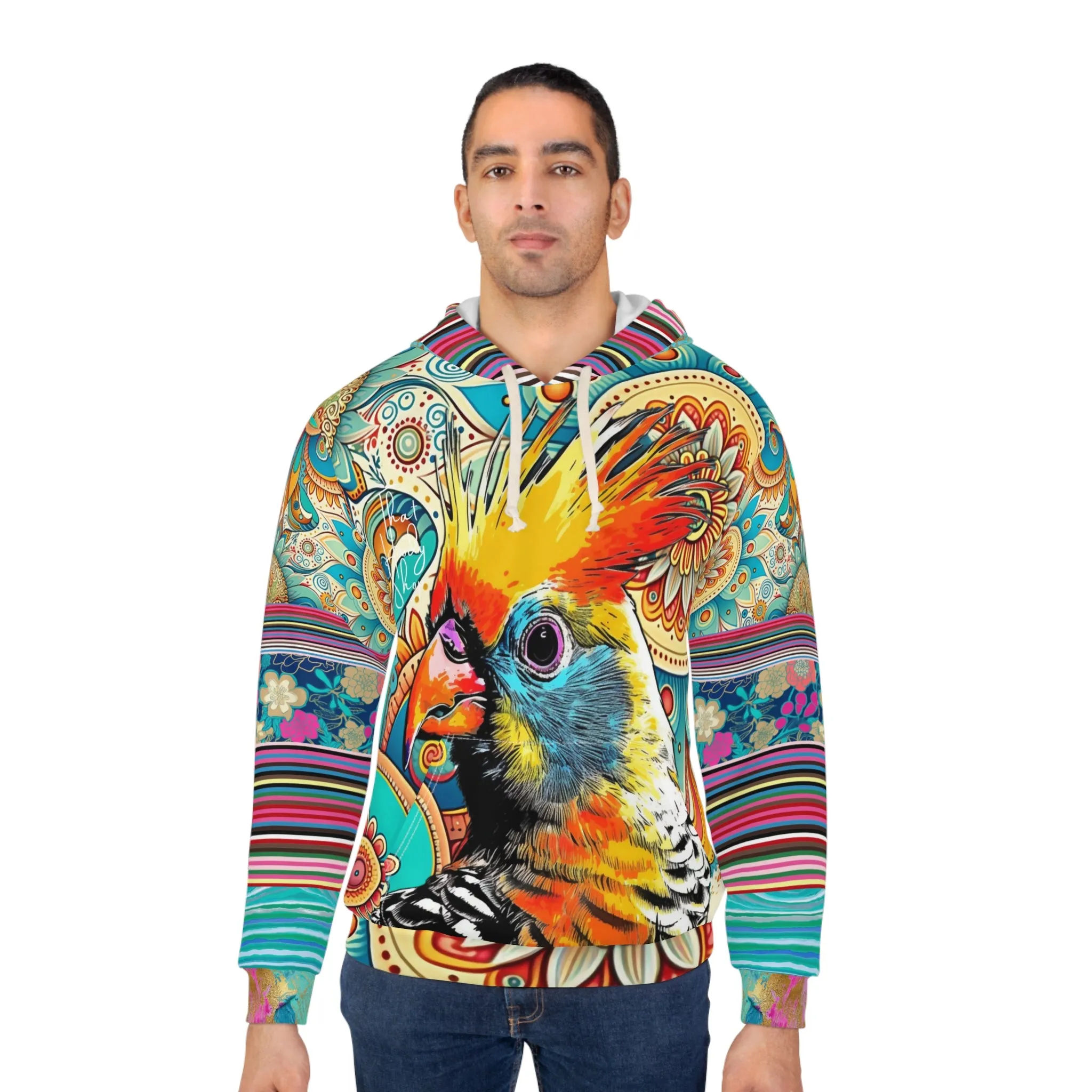 The Catamaran Cockatiel Floral Stripe Unisex Hoodie