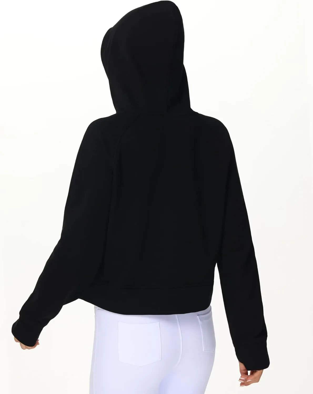 THE GYM PEOPLE Womens' Hoodies Half Zip Long Sleeve Fleece Crop Pullover Sweatshirts with Pockets Thumb Hole
