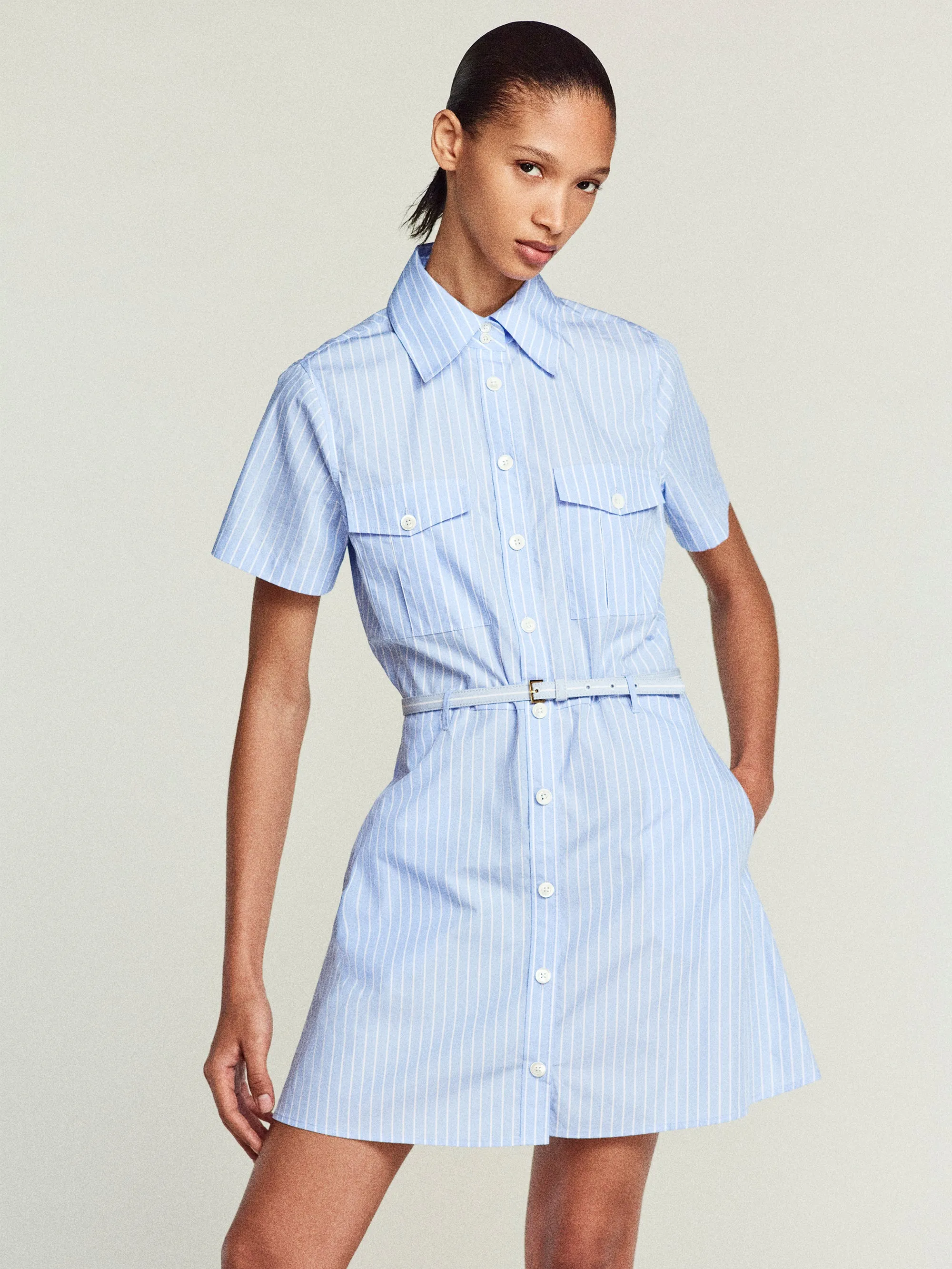 The Striped Safari Dress -- Oxford Blue Multi