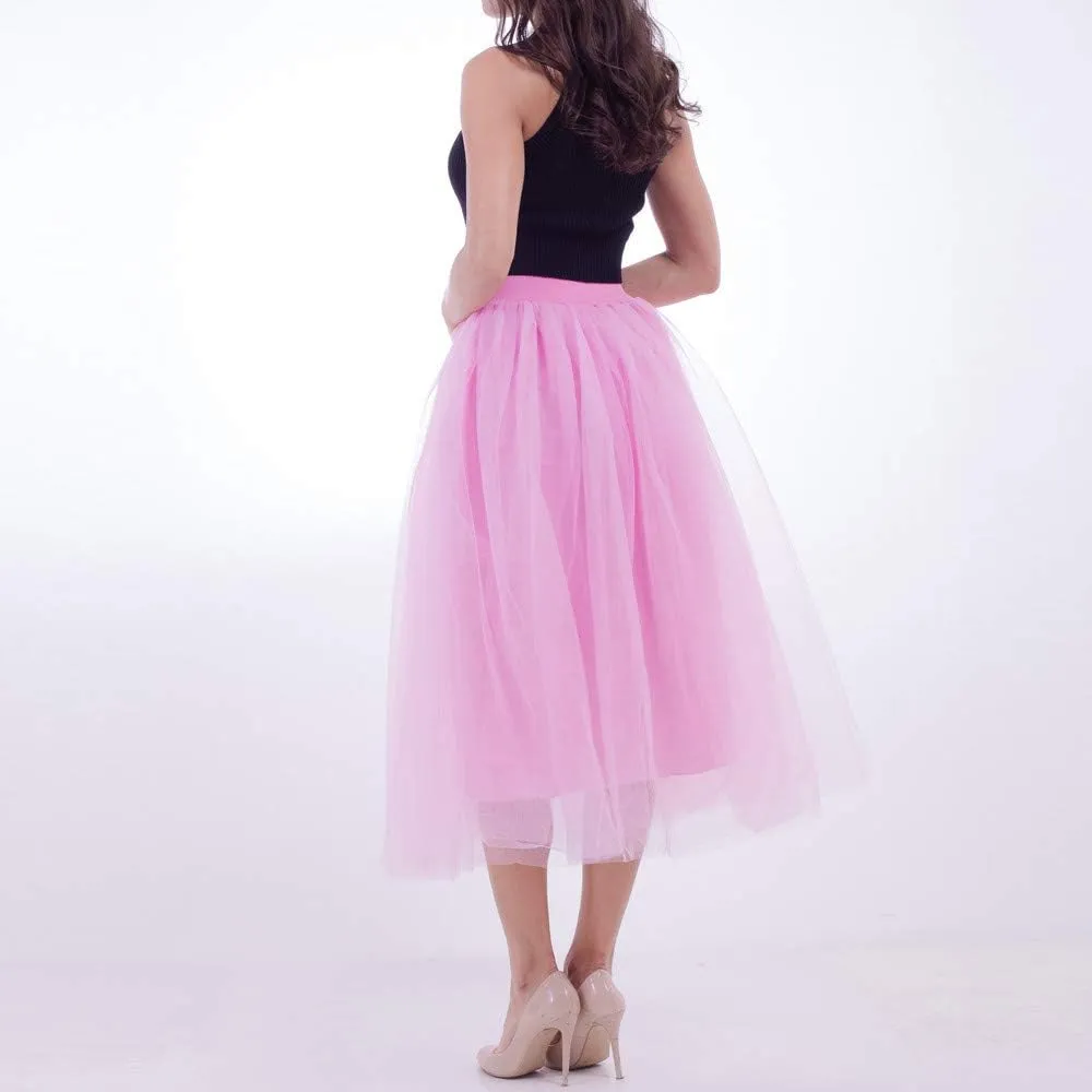 Tiered Tulle Midi Skirt for Women Women Plus Size Mesh Tulle Skirt Pleated Skirt Mesh Bubble Black Tutu Dress