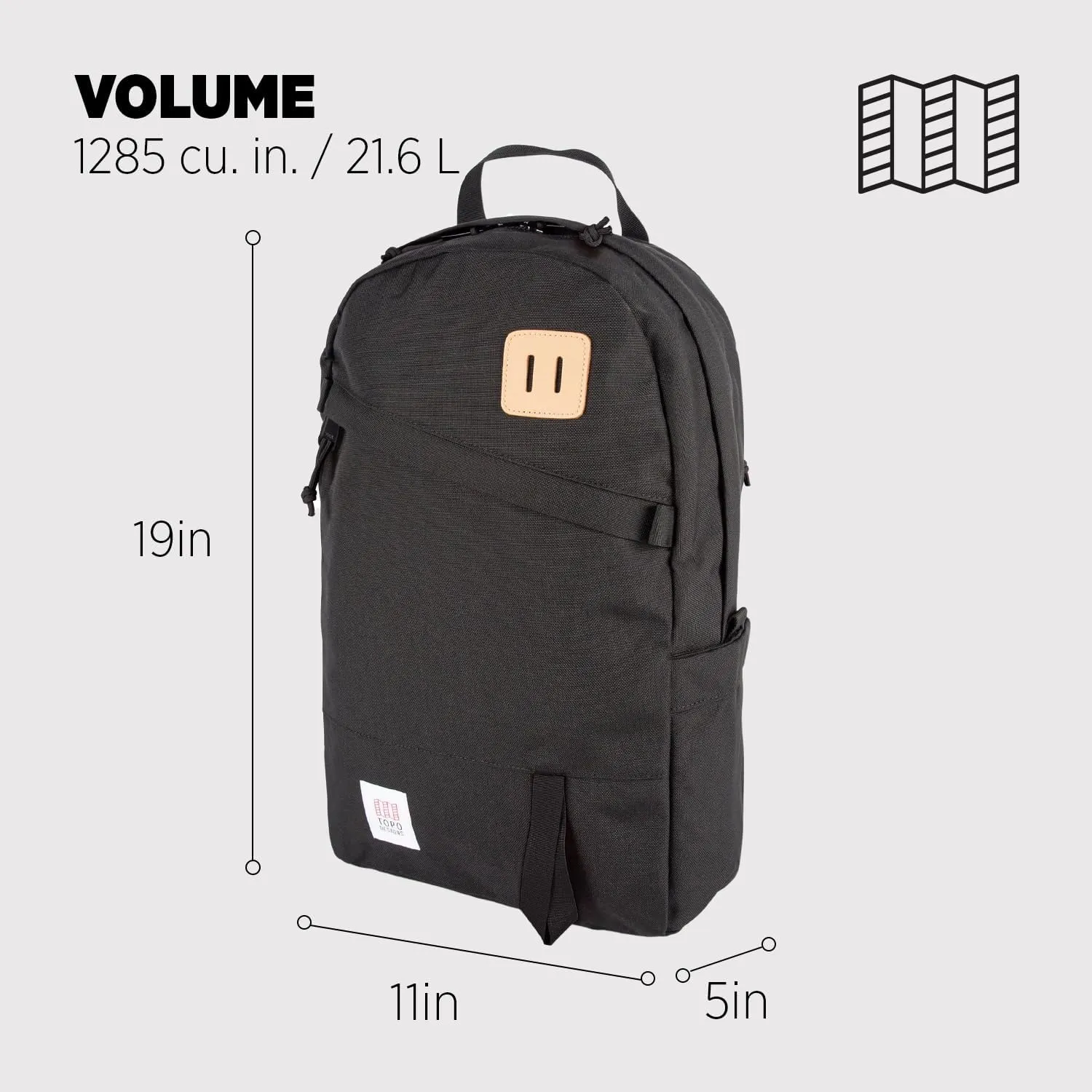 Topo Designs Daypack Classic, Black/Black/Black, 21 Liters