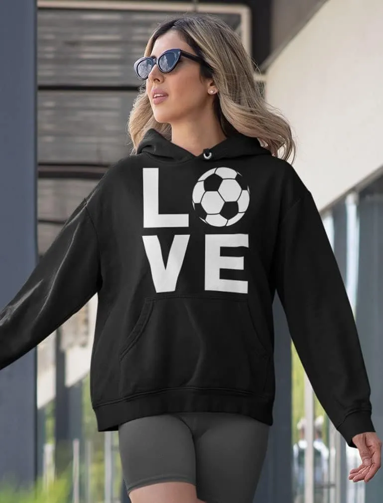 Tstars Love Soccer Hoodie for Women Teen Girls Novelty Gifts for Coaches Fans Players Sweatshirt Hoodies