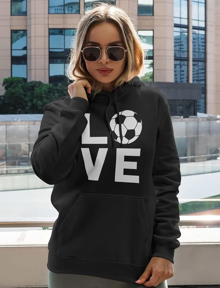 Tstars Love Soccer Hoodie for Women Teen Girls Novelty Gifts for Coaches Fans Players Sweatshirt Hoodies